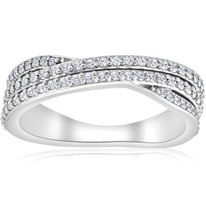 Pompeii3 3/4ct Diamond Multi Row Wide Right Hand Ring 10k White or Yellow Gold - 1 of 4