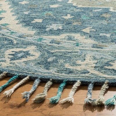 Hand-Tufted Boho Chic Gray Wool Square Accent Rug 3' x 5'