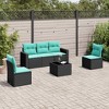 vidaXL 6 Piece Patio Sofa Set with Cushions Black Poly Rattan - 2 of 4