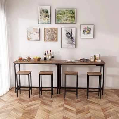 ODK 25.6 Inch Rustic Brown Wood and Metal Counter Stools