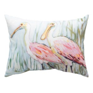 Manual Woodworkers & Weavers Coastal Spoonbill Print 18x13 inch Climaweave Pillow - 1 of 3