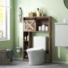 Tangkula Freestanding Over The Toilet Storage Cabinet Bathroom Cabinet with Sliding Barn Door & Storage Shelves White/Rustic - image 2 of 4