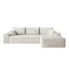 Vynxaria Minimalist Modular Sectional Sleeper Sofa - White Plush Corduroy Fabric, Reversible Chaise Lounge - 3 of 4