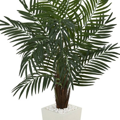Serene Palm 5.5' Silk Artificial Tree in White Tower Planter
