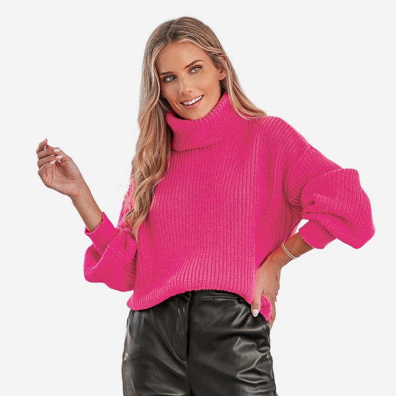 Women's Chunky Knit Turtleneck Long Sleeve Sweater - Cupshe, 1 of 9
