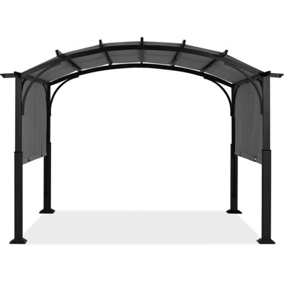 Outdoor arch gazebo, aluminum gazebo with retractable canopy, sturdy, easy to install, arch gazebo for backyard, lawn, patio