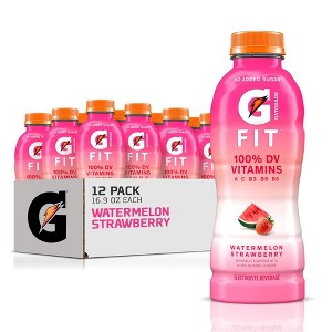 Gatorade Fit Electrolyte Beverage, Watermelon Strawberry - 16.9 Fl Oz Bottle (Pack of 12) - 1 of 3