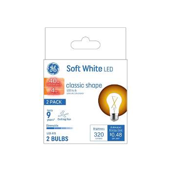 GE 2pk 4 Watts Soft White Medium Base LED Ceiling Fan Light Bulbs