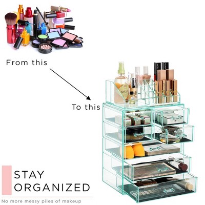 Sorbus Medium Makeup Organizer Set 3 Large 4 Small Drawers top