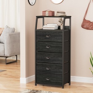 Nightstands with 3, 4, 5 Drawers, Fabric Small Dresser Organizer Vertical Storage Tower for Bedroom, Closet, Hallway - 1 of 4