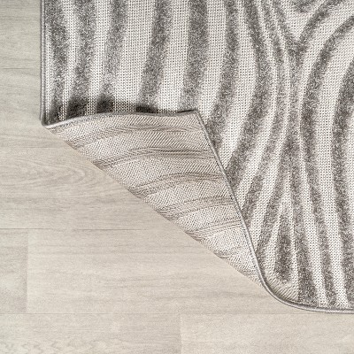 Gray and Ivory 8' x 10' Synthetic Striped Area Rug