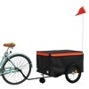 VidaXL Bike Trailer Black and Orange 99.2 lb Iron - 3 of 4