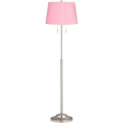 360 Lighting Abba 66" High Bright Pink Pleated Shade Floor Lamp