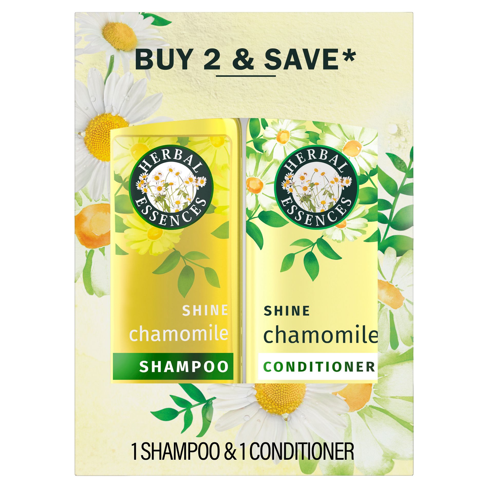 Herbal Essences Classic Shine - Chamomile Shampoo and Conditioner Set - 27 fl oz: Vegan, Mineral Oil-Free, Daily Use, All Hair Types