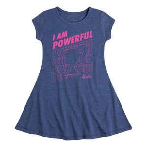 Girls' - Barbie - I Am Powerful Fit & Flair Cap Sleeve Dress - 1 of 2