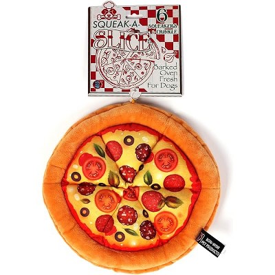Bow Wow Pet Pizza Dog Toy Squeaky Plush One Piece Pet Teeth Teasing Toy