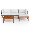 vidaXL Rustic Outdoor Lounge Set - 5 Piece Cream Acacia Wood Furniture Set with Cushions - Patio, Deck, Garden, and Poolside Seating - 3 of 4