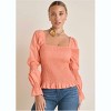 VENUS Womens Smocked Ruffle Hem Top - 2 of 4