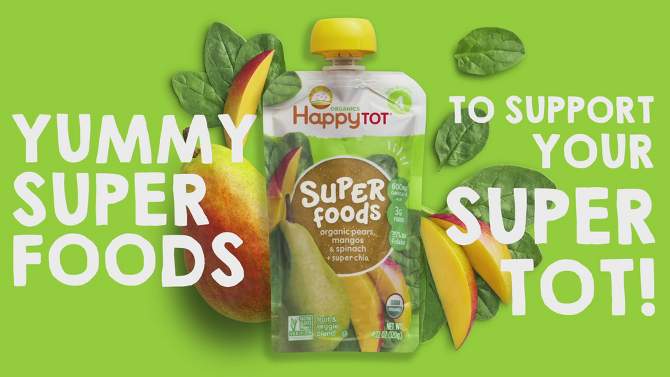 HappyTot Super Foods Organic Apples Sweet Potato Carrots & Cinnamon with Super Chia Baby Food Pouch - (Select Count), 2 of 6, play video
