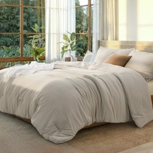 Bedsure | 3Pcs Beige Soft Warm Imitation Washed Cotton Bed Comforter Sets for All Seasons - 1 of 4