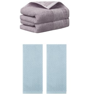 REGALWOVEN 4 Pcs Solid Soft Absorbent Hand Towel for Bathroom 14" x 30" - 1 of 4