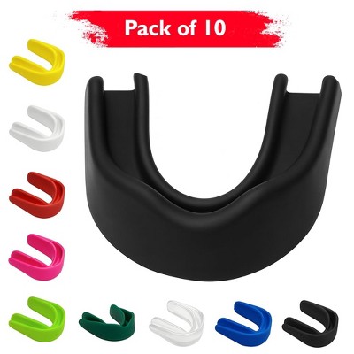 Amber Fight Gear Boil & Bite Mouthguards, Durable MMA Boxing Mouthpiece, Breathable Black Pack of 10