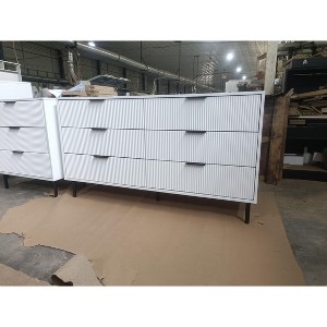 Nasitip 6 Fluted Drawer Dresser, Wide Wood Double Dresser with Metal Legs and Handles - 1 of 1