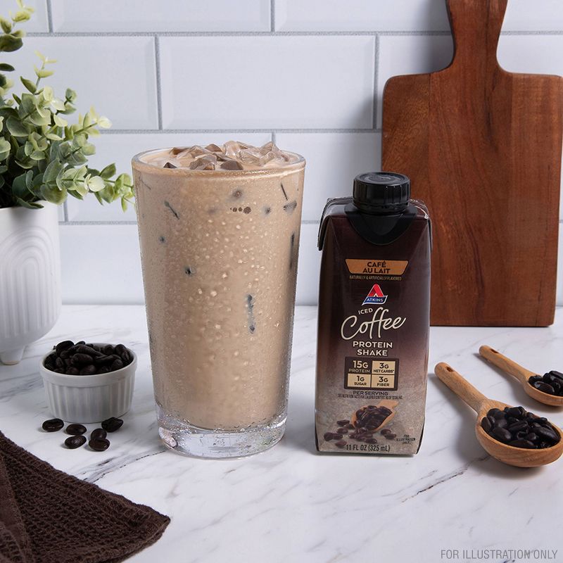 Atkins Caf&#233; au Lait Iced Coffee Protein Shake - 4pk/44 fl oz, 3 of 14