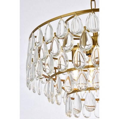 Elegant Brass and Crystal 5-Light Pendant Chandelier