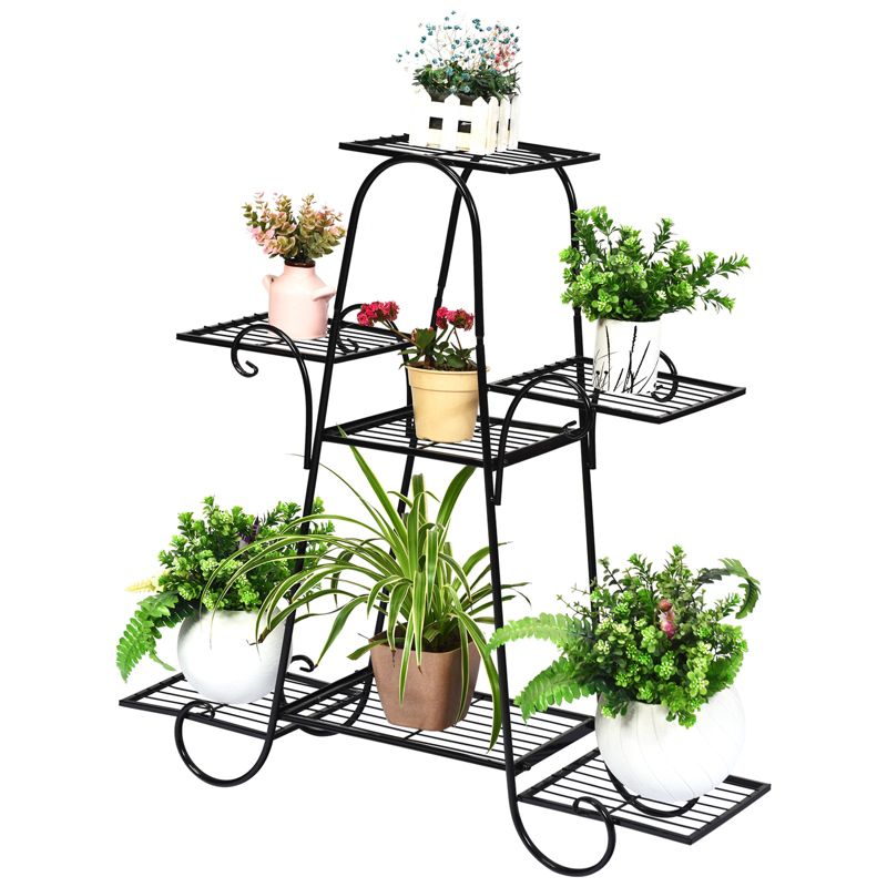 Tangkula 7-Tier Plant Stand Metal Plant Shelf Multi-layer Potted Planters Display Rack Black, 5 of 8