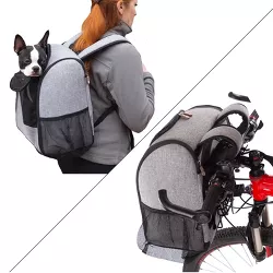 K&H Pet Products Travel Bike Backpack for Pets Gray 9.5 X 14 X 15.75 Inches