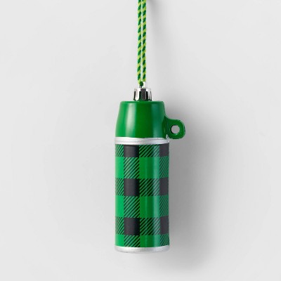 Plaid Thermos Christmas Tree Ornament Green/Black - Wondershop™