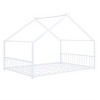 Full Size House Bed, Metal Floor Bed Frame With Roof, House Shape Bed With Metal Slats Support For Teens Kids Boys Girls, No Box Spring Needed - 2 of 4