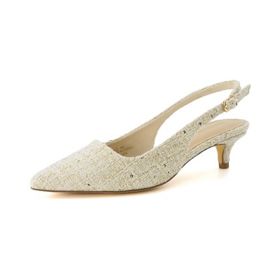 CUSHIONAIRE Women's Buzz Kitten Heel Sling Back Dress Shoe +Memory Foam, Wide Widths Available