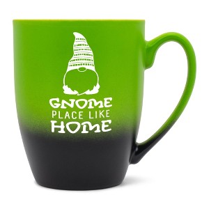 Elanze Designs Cute Witty Coffee Cup Mug 12 Ounce Ceramic With Ombre Gradient Gnome Place Like Home Green and Black - 1 of 4
