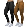 Galaxy By Harvic Women's  Loose Fit Cotton Stretch Twill Cargo Joggers- 2 Pack - 3 of 4