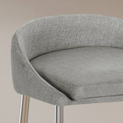 Set of 2 Gray Upholstered Counter Stools with Chrome Legs