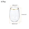 Unique Bargains PET Lightweight Stemless Gold Trim Wine Glasses 4 Pcs - 2 of 4