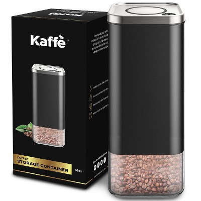 Kaffe 16oz Square Glass Coffee Storage Canister with Airtight Lid - Silver