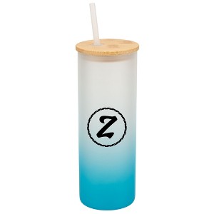 Elanze Designs Z Monogram Letter Initial Rope Circle Wrap-Around Design 25 Ounce Frosted Gradient Glass On-The-Go Coffee Travel Skinny Tumbler Mug - 1 of 1