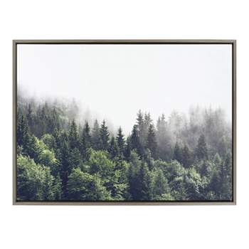 Sylvie Lush Green Forest on a Foggy Day Framed Canvas - Kate & Laurel All Things Decor