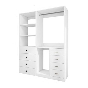 Keloyid 55.12 in. W White Tower System Modular 4 -Shelf Wood Closet System with 8 Drawers - 1 of 4