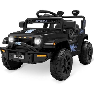 Ride On Truck for Kids, 12V Battery Powered Toy Car with Remote Control, Spring Suspension, LED Headlight and Music, for 3-5, Black - 1 of 4