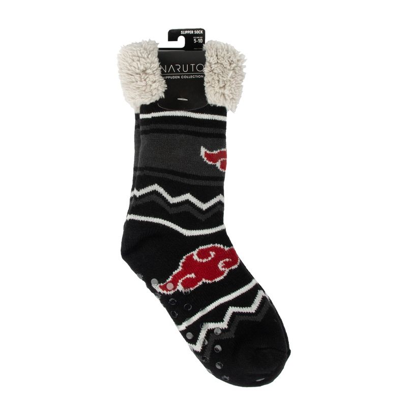 Naruto Akatsuki Cloud Symbols Women's Black Slipper Socks, 3 of 4