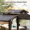 DOMETOUR 8×5FT Hardtop Grill Gazebo, Outdoor BBQ Canopy w/Steel Roof, 2 Side Shelves, Ceiling Hook for Patio Deck Garden (Brown) - 2 of 4