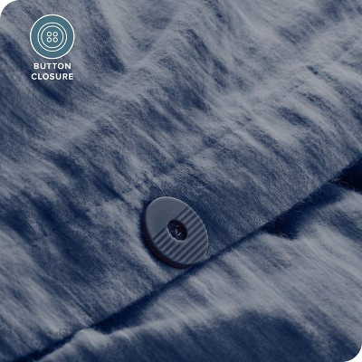 Heather Indigo Twin/Twin XL Cotton Flannel Duvet Cover Set