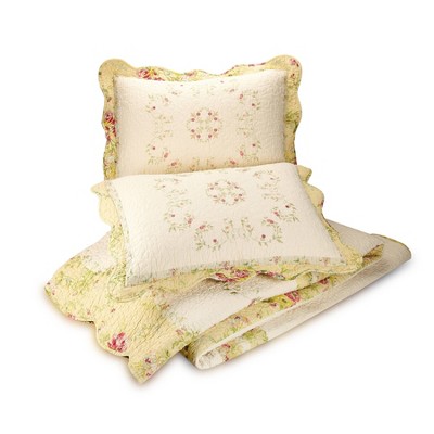 Standard Yellow Embroidered Cotton Floral Sham