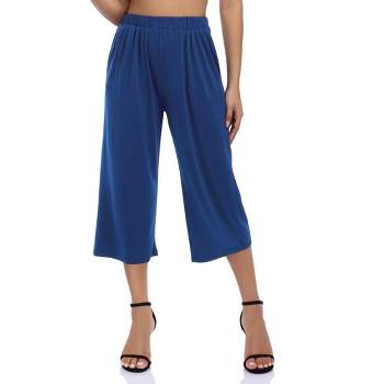 Whizmax Women's Elastic Waist Solid Palazzo Casual Wide Leg Pants with Pockets