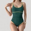 Anna-Kaci Women's One-Piece Swimsuit with Scoop Neck Contrast Trim and Ruched Waist Detail - 3 of 4