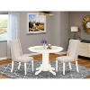 HomeStock 3-Pc Linen white Solid Wood Top - Round Upholstered Dining Room Set - Seats 4 - 2 of 4
